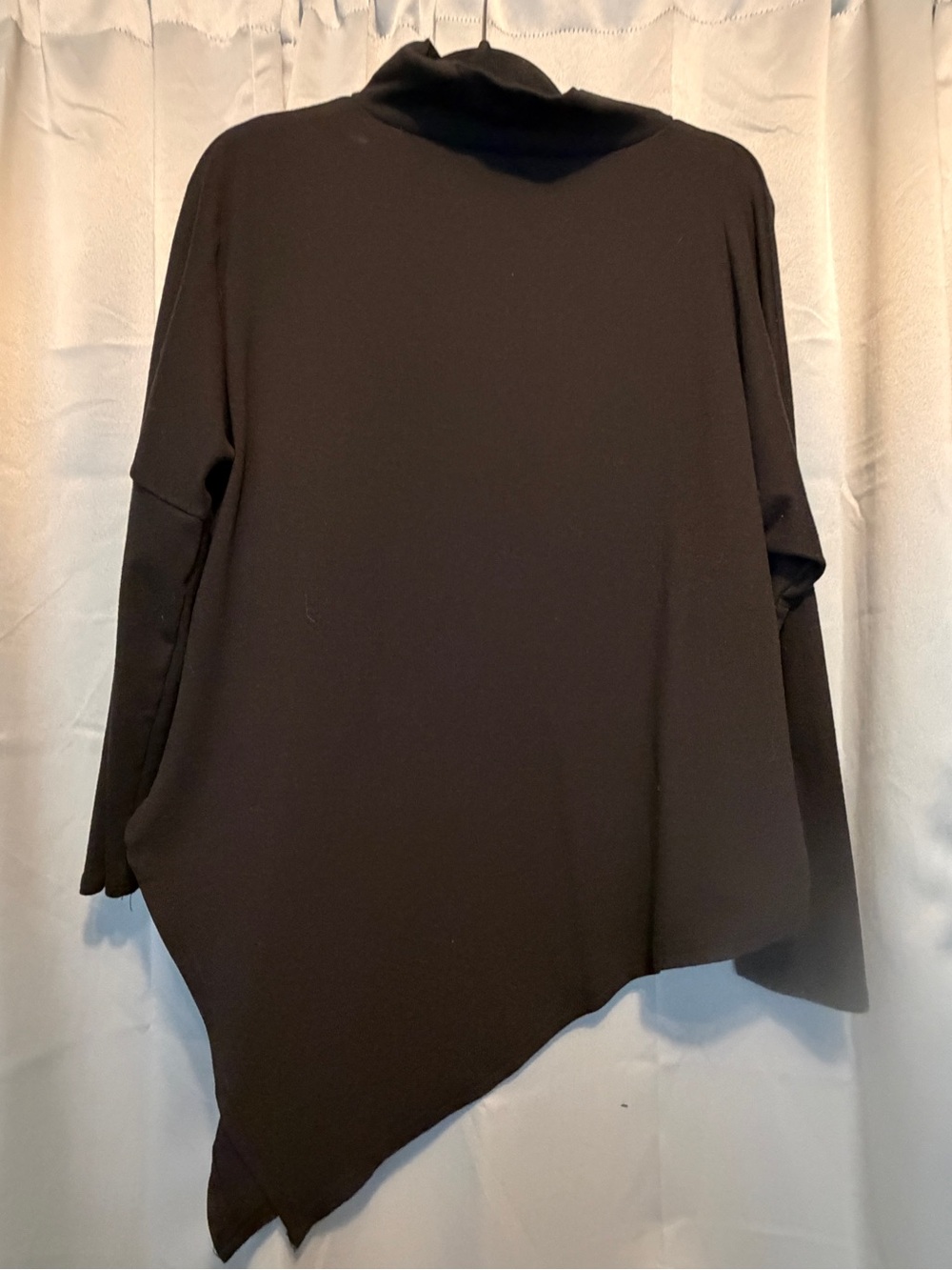 Black Asymmetric Long-Sleeve Women's Top